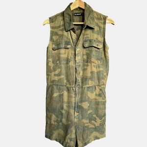 BlankNYC Camouflage Army Green Shorts Romper Sz S